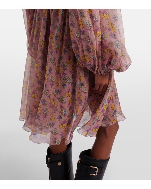 Dolce & Gabbana Pink Floral Lace-Trimmed Silk And Cotton-Blend Chiffon Minidress