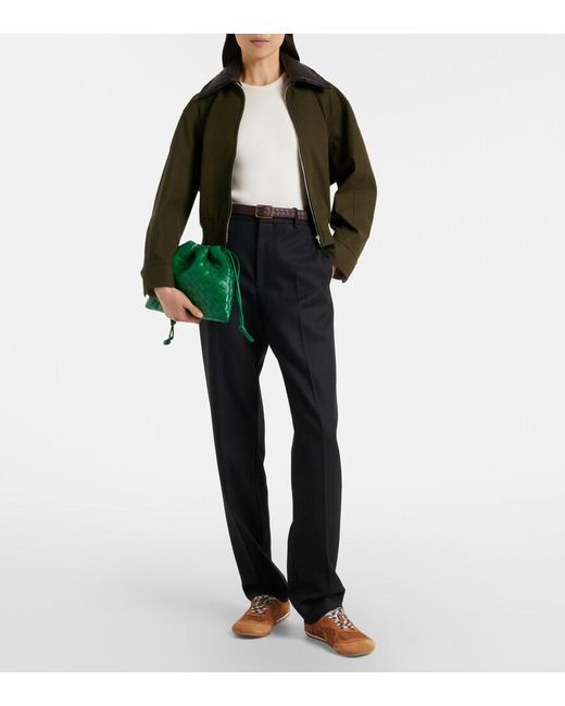 Bottega Veneta Green Intrecciato Medium Leather Pouch