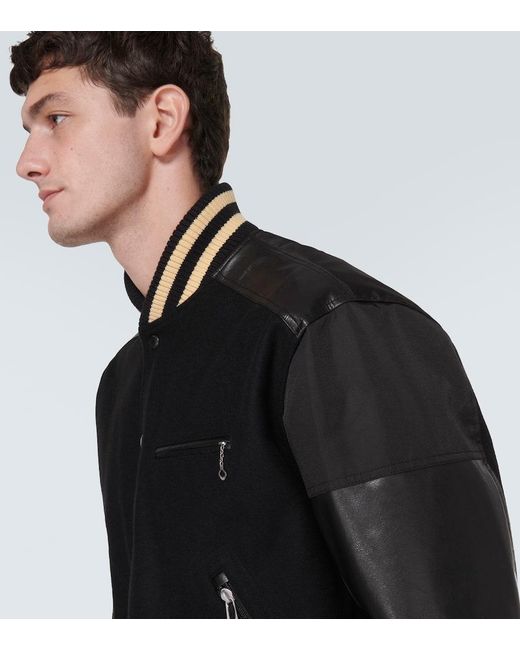 Junya Watanabe Black Wool-blend Varsity Jacket for men