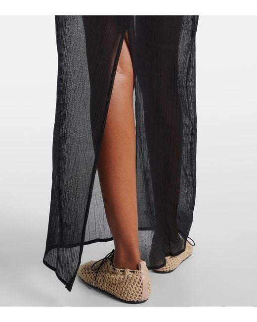 Totême Black Semi-Sheer Cotton And Silk Maxi Dress