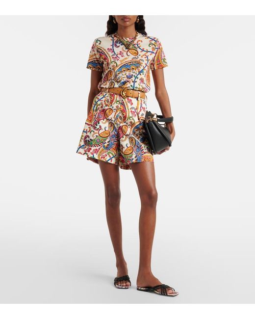 Etro Red Cotton-Blend Jacquard Bermuda Shorts