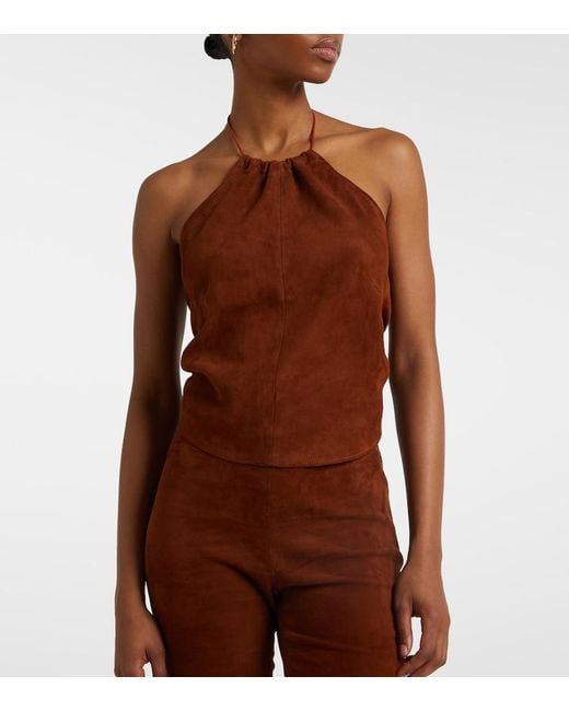 Stouls Brown Halterneck Suede Top