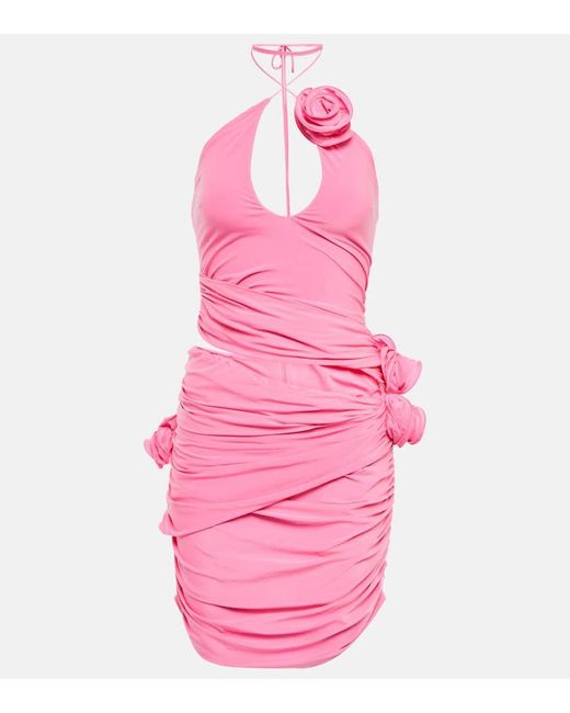 Vestido corto de jersey adornado Magda Butrym de color Pink