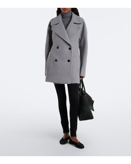 Totême  Gray Wool And Cashmere-Blend Peacoat