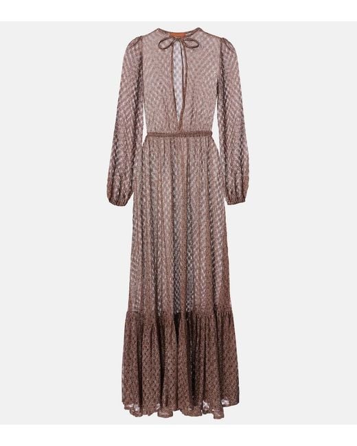 Missoni Purple Open-Knit Lame Maxi Dress