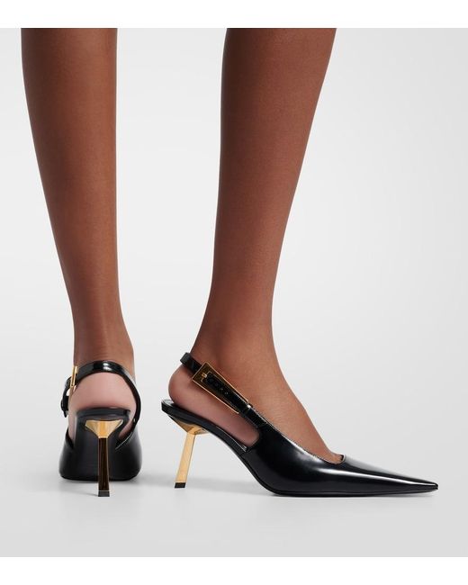 Saint Laurent Black Lee Leather Slingback Pump