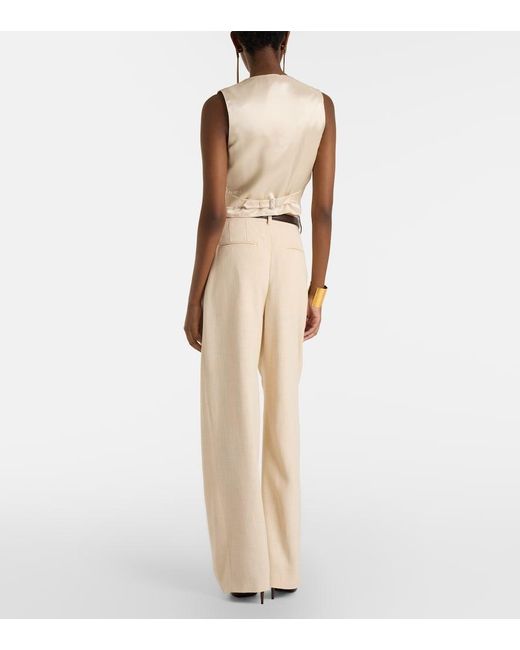 Wardrobe NYC Natural High-Rise Wide-Leg Pants