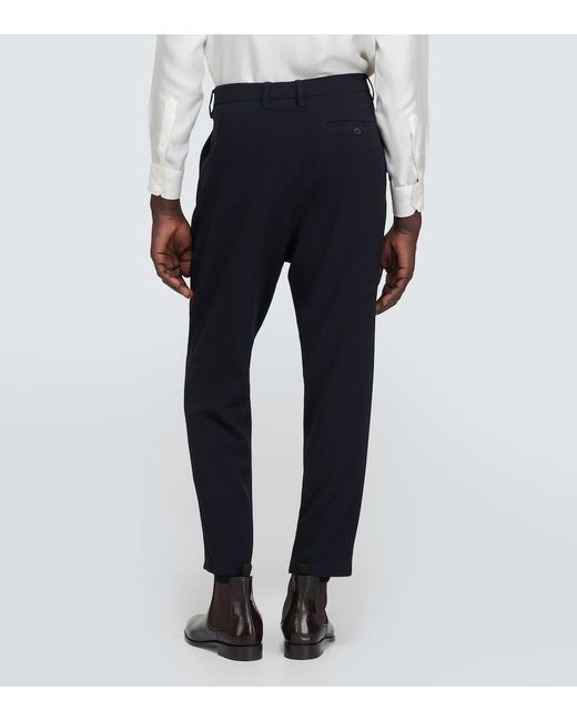 Giorgio Armani Blue Virgin Wool Straight Pants for men