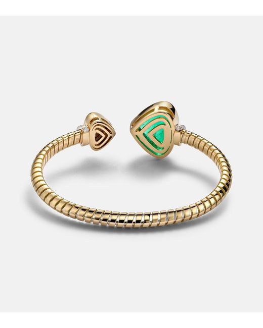 Marina B White Trisolina 18Kt Cuff Bracelet With Emerald And Diamonds