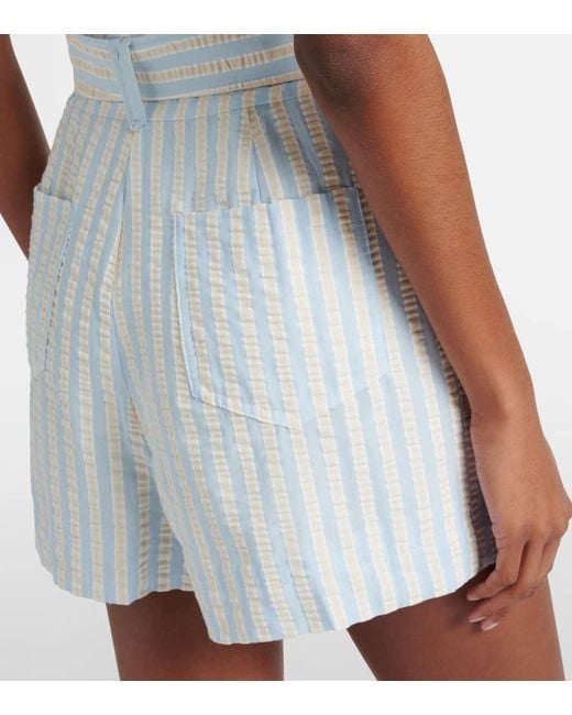 Jonathan Simkhai White Striped Cotton-Blend Seersucker Romper