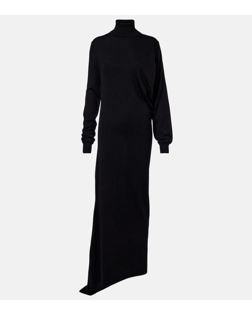 Magda Butrym Black Knitted Wool Gown
