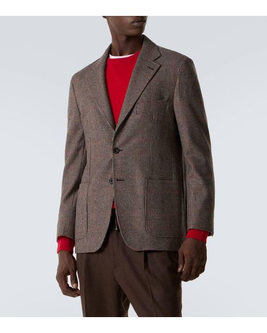 Blazer De Lana A Cuadros Rubinacci de hombre de color Brown