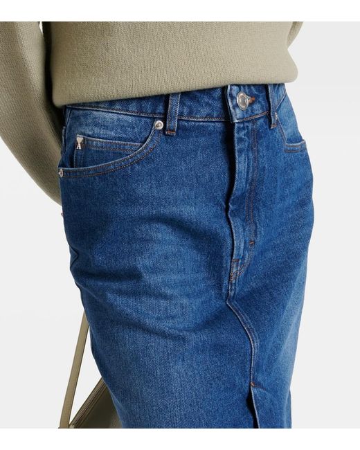 AMI Blue Denim Pencil Skirt