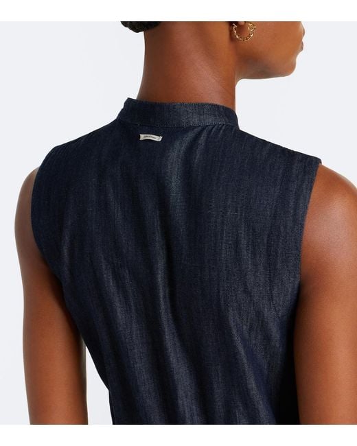Max Mara Blue Wide-Leg Denim Jumpsuit