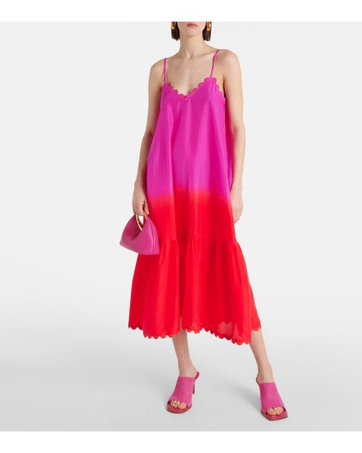 Juliet Dunn Red Ombre Silk Midi Dress
