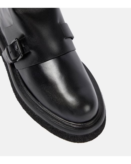 Max Mara Black Buckles Leather Knee-high Boots