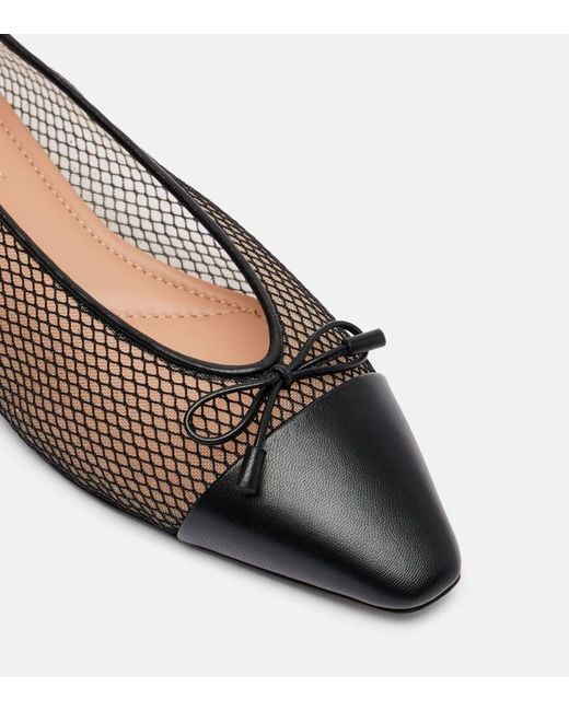 Aquazzura Brown Gioia Mesh And Leather Ballet Flats
