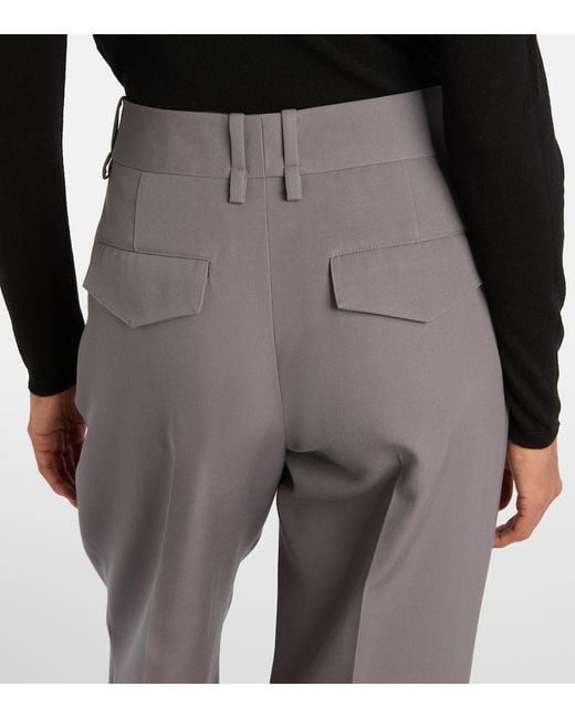 Jil Sander Gray Wool Gabardine Wide-Leg Pants