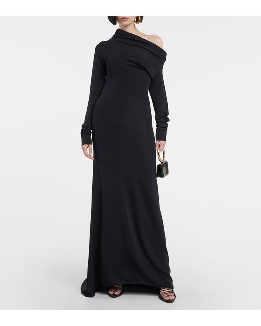 Ferragamo Blue One-Shoulder Jersey Gown