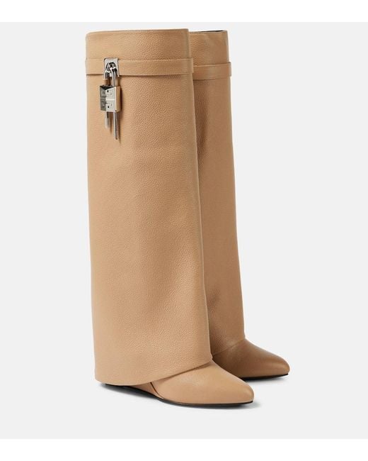 Givenchy Natural Stiefel Shark Lock Aus Leder