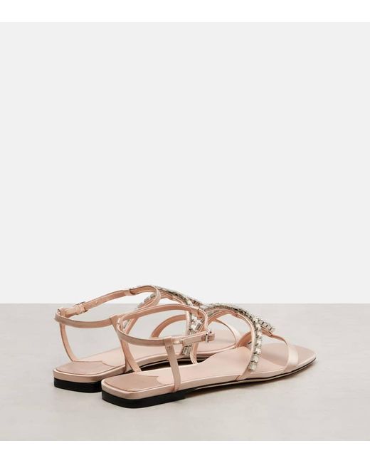 Jimmy Choo Pink Gwyn Crystal-Embellished Leather Sandals