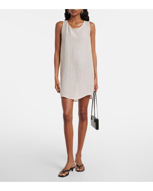 Leset Natural Stella Sequined Linen-Blend Minidress