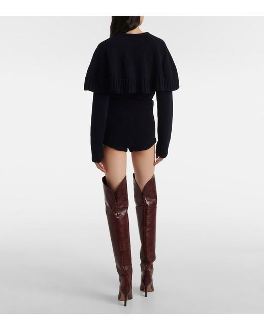 Chloé Blue High-Rise Wool-Cashmere Shorts