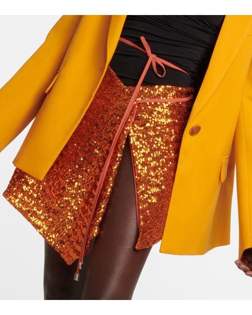The Attico Orange Wrap-Around Waist Miniskirt