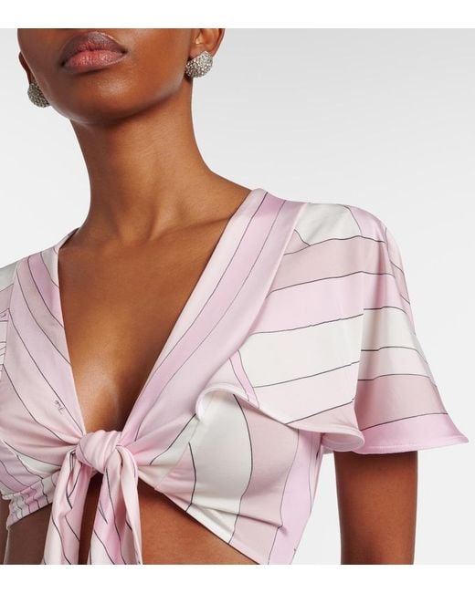 Emilio Pucci Pink Iride Jersey Crop Top