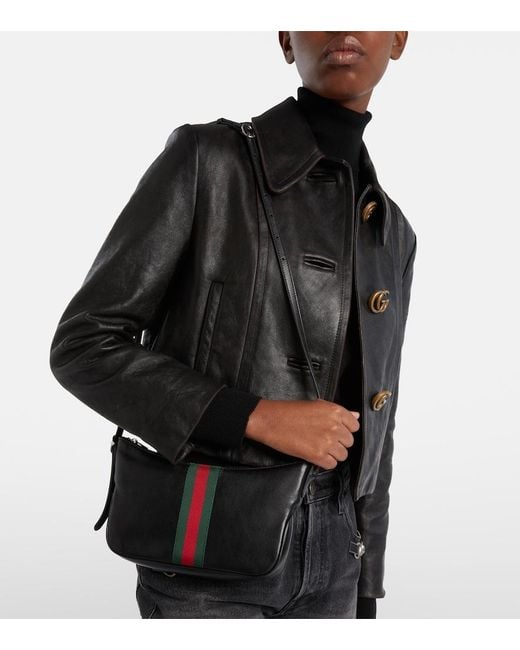 Gucci White Lunetta Small Leather Crossbody Bag