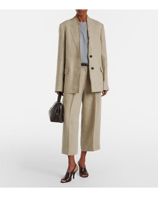 Totême Natural Frayed Linen Blazer