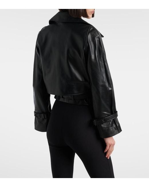 Nour Hammour Black Hatti Cropped Leather Jacket