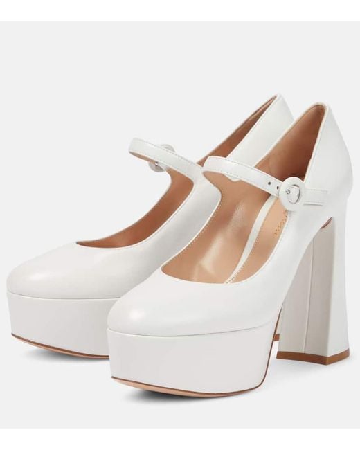 Gianvito Rossi White Mary Jane Leather Pumps