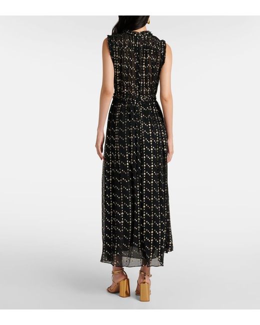Ulla Johnson Black Kasia Silk-Blend Lame Midi Dress