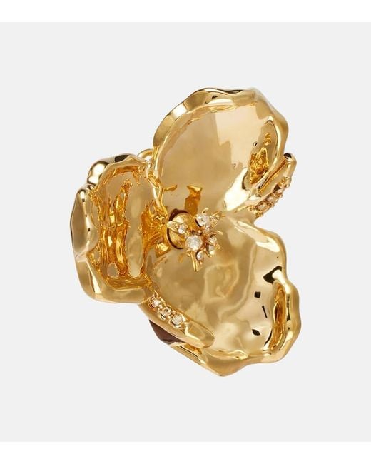 Oscar de la Renta Metallic Blossom Crystal-Embellished Earrings