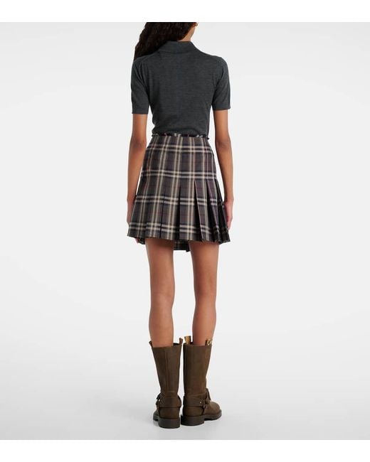 Burberry Multicolor Checked Wool Miniskirt