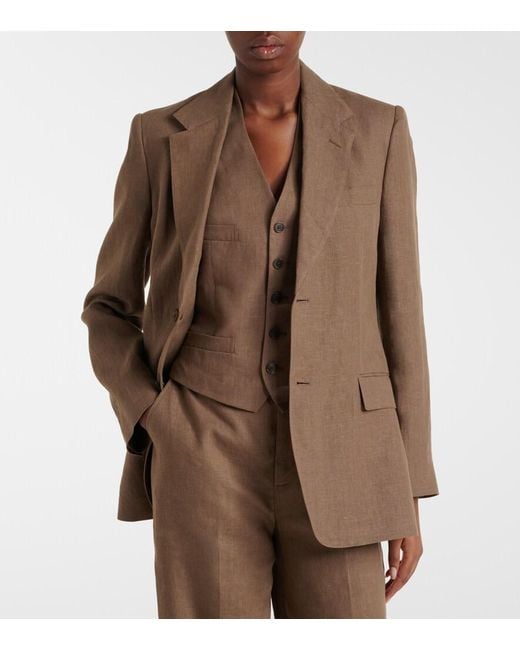 Ralph Lauren Brown Marcy Linen Blazer