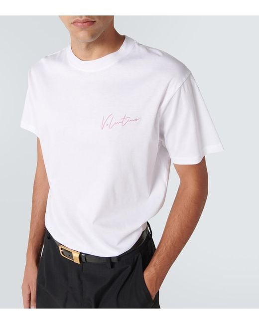 Valentino White Logo Cotton Jersey T-Shirt for men