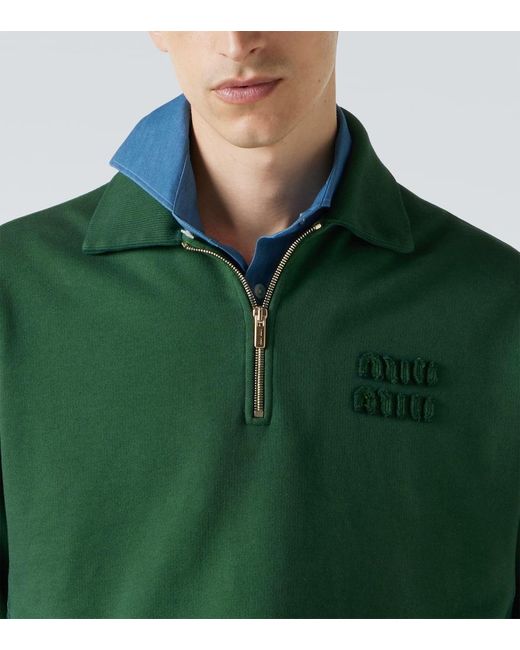 Sudadera De Jersey De Algodon Con Logo Miu Miu de hombre de color Green
