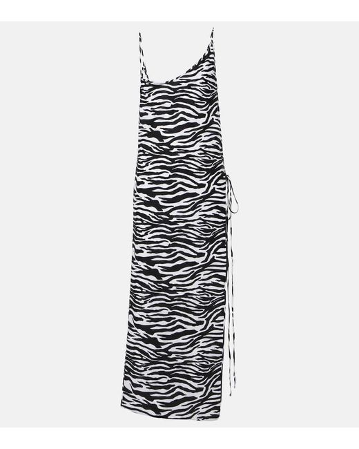 The Attico White Zebra-print Side-slit Midi Dress