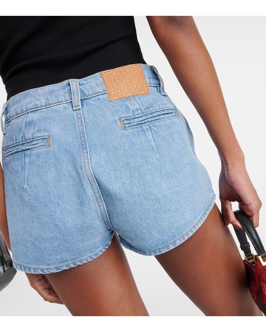 Magda Butrym Blue High-Rise Denim Shorts