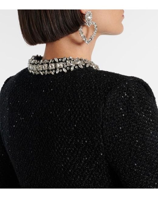Self-Portrait Black Minikleid Mit Kristallen Und Pailletten