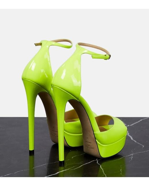 Jimmy Choo Max 150 Patent Leather Platform Sandals in Green