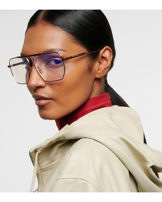 Bottega Veneta White Classic Aviator Glasses