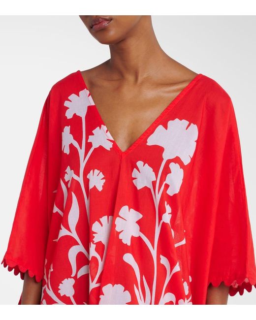 Juliet Dunn Red Bedruckter Kaftan Aus Baumwolle
