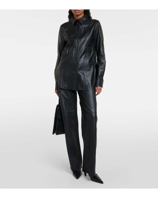 Totême  Black Hemdjacke Aus Leder