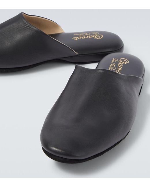 Charvet Blue Leather Slippers for men