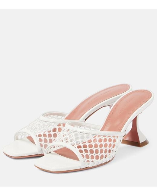 AMINA MUADDI Pink Lupita Raffia Mules