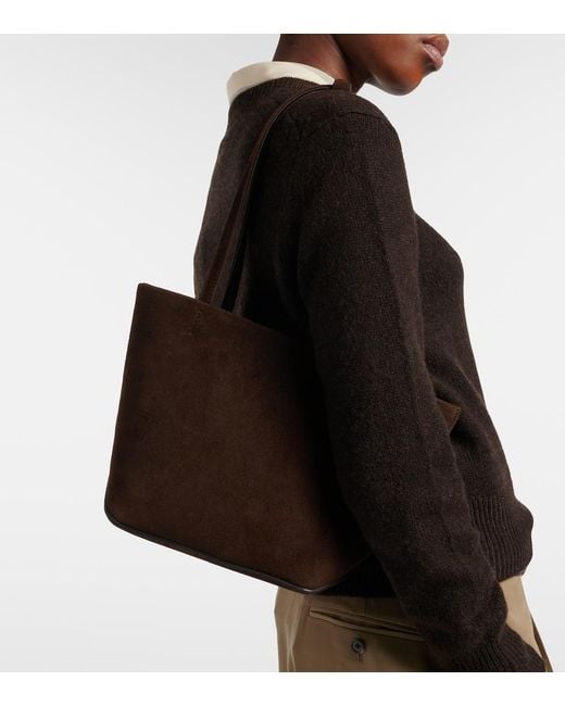 The Row Brown Tote Bag Park Edge Medium Aus Veloursleder