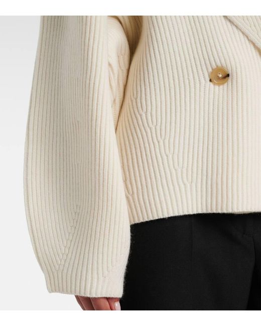 Totême  Natural Ribbed-Knit Wool-Blend Cardigan
